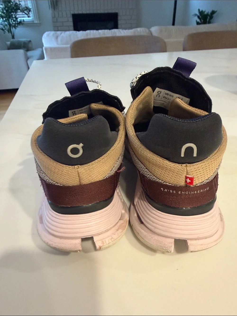 On Running Women's Knit Sneakers in Gray, Pink & Purple Accents